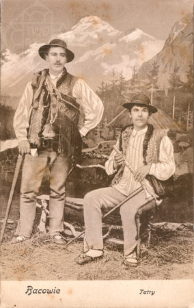 Stara pocztówka przedstawiająca 2 baców