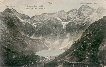 Morskie Oko widok na Rysy i Mięgnuszowiecki